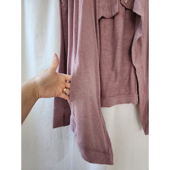 Lululemon Women's 4 Wrap Ribbed Open Front Coast Cardigan Rose Pink Button Neck - Picture 5 of 12